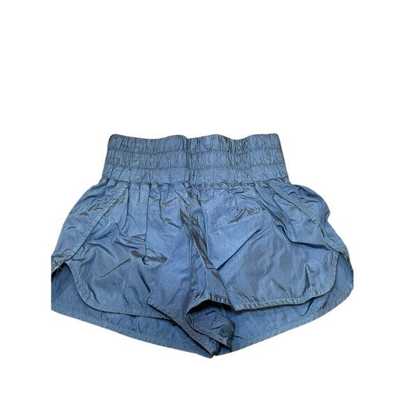 Free People FP Movement Women Small Way Home Shorts Shiny Deep Blue High Waist - Picture 3 of 10